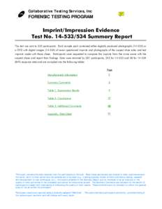 Collaborative Testing Services, Inc  FORENSIC TESTING PROGRAM Imprint/Impression Evidence Test No[removed]Summary Report