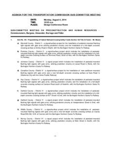 AGENDA FOR THE REGULAR TRANSPORTATION COMMISSION MEETING