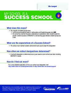 On target  MY SCHOOL IS A SUCCESS SCHOOL What does this mean?