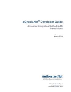 eCheck.Net® Developer Guide Advanced Integration Method (AIM) Transactions March 2014