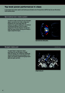 Top level power performance in class A symmetrical twin intake system and Continuously Variable valve Timing Control (CVTC) help the new VQ achieve class-leading output. Symmetrical twin intake system To reduce air intak