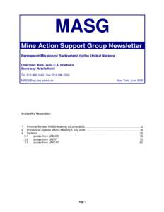 MASG Mine Action Support Group Newsletter Permanent Mission of Switzerland to the United Nations Chairman: Amb. Jenö C.A. Staehelin Secretary: Natalie Kohli Tel: [removed]Fax: [removed]