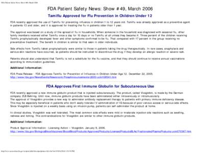 FDA Patient Safety News: Show #49, March 2006