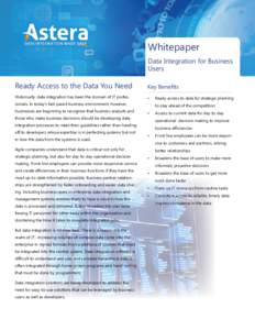 Whitepaper Data Integration for Business Users Ready Access to the Data You Need