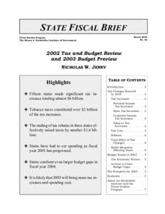 STATE FISCAL BRIEF March 2003 No. 66 Fiscal Studies Program The Nelson A. Rockefeller Institute of Government