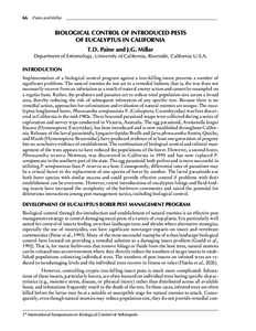 66 Paine and Millar  ________________________________________________________________________ BIOLOGICAL CONTROL OF INTRODUCED PESTS OF EUCALYPTUS IN CALIFORNIA