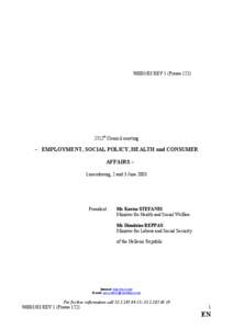 2512th Council meeting - EMPLOYMENT, SOCIAL POLICY, HEALTH and CONSUMER AFFAIRS