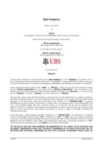 Base Prospectus dated 3 June 2014 of UBS AG  (a corporation limited by shares established under the laws of Switzerland)