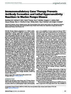 Immunomodulatory Gene Therapy Prevents Antibody Formation and Lethal Hypersensitivity Reactions in Murine Pompe Disease