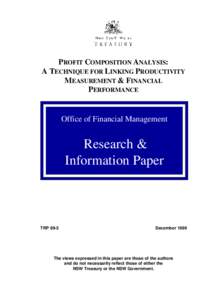 PROFIT COMPOSITION ANALYSIS: A TECHNIQUE FOR LINKING PRODUCTIVITY MEASUREMENT & FINANCIAL PERFORMANCE  Office of Financial Management