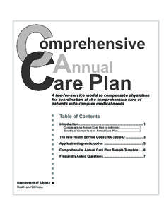 A fee-for-service model to compensate physicians for coordination of the comprehensive care of patients with complex medical needs Table of Contents Introduction...........................................................