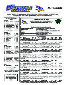 NOTEBOOK Contact: Matt Turk, SID ([removed]) • [removed]office) • [removed]Cell) • [removed]fax) www.GoRunners.com • Twitter--@csubathletics • facebook.com/csubroadrunners[removed]SCHEDULE 6-1