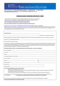 AUTHORISATION FORM TO CHANGE REGISTRANT CONTACT EMAIL ADDRESS IN THE