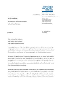 Geschäftsführer  Rechtsanwalt Dr. Michael Hartmer Sekretariat: Sigrid Schlecht/Fabienne Hasewinkel  An alle Mitglieder