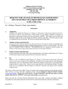 Oklahoma Board of Nursing 2915 N. Classen Boulevard, Suite 524 Oklahoma City, OK[removed]1800 www.ok.gov/nursing