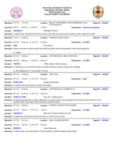 University of Southern California Department of Public Safety Daily Incident Log FromToReported: :51 am