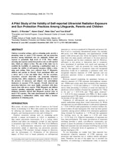 A Pilot Study of the Validity of Self-reported Ultraviolet Radiation Exposure and Sun Protection Practices Among Lifeguards, Parents and Children