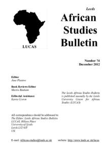 Leeds  African Studies Bulletin Number 74