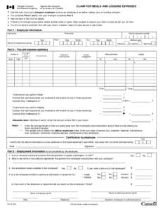 Canada Customs and Revenue Agency CLAIM FOR MEALS AND LODGING EXPENSES  Agence des douanes