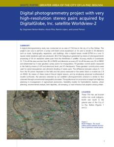 White PAPER Greater area of the City of La Paz, Bolivia Digital photogrammetry project with very