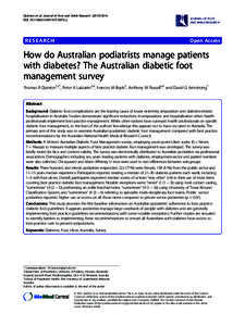 Podiatry / Diabetic foot ulcer / Diabetic foot / Diabetes management / American Diabetes Association / Diabetes mellitus / Wound / David G. Armstrong / Medicine / Diabetes / Health