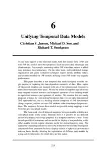 6 Unifying Temporal Data Models Christian S. Jensen, Michael D. Soo, and Richard T. Snodgrass  To add time support to the relational model, both first normal form (1NF) and