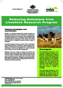 A joint initiative of  Reducing Emissions from Livestock Research Program National strategies and coordination