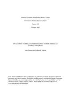 Board of Governors of the Federal Reserve System International Finance Discussion Papers Number 658 February[removed]EVALUATING 