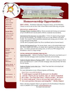 Nez Perce Tribal Housing FIRST QUARTER 2014 Lapwai Office:  Homeownership Opportunities