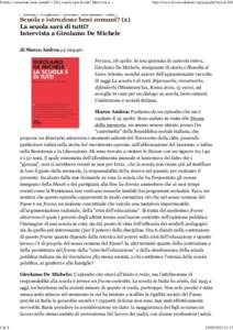 (Scuola e istruzione beni comuni? )La scuola sarà di tutti? Intervista a Girolamo De Michele / Il lavoro culturale)