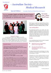Newsletter of the Australian Society Medical Research