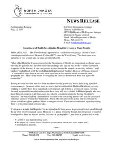 NEWS RELEASE For Immediate Release: Aug. 12, 2013 For More Information, Contact: Lindsey VanderBusch