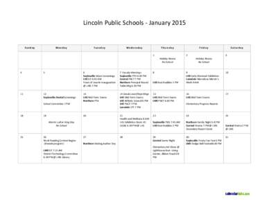 Lincoln Public Schools - January[removed]Sunday Monday