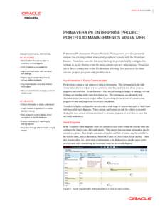 ORACLE DATA SHEET  PRIMAVERA P6 ENTERPRISE PROJECT PORTFOLIO MANAGEMENT’S VISUALIZER  ROBUST GRAPHICAL REPORTING