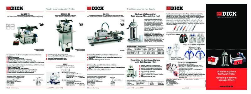 Maschinen dt.-engl._Maschinen dt.-engl:38 Seite 1  Traditionsmarke der Profis SM-200 TE  Die Profi-Nassschleifmaschine