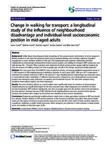 Change in walking for transport: a longitudinal study of the influence of neighbourhood disadvantage and individual-level socioeconomic position in mid-aged adults