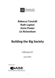 Rebecca Tunstall Ruth Lupton Anne Power Liz Richardson  Building the Big Society