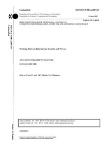 Unclassified  DSTI/ICCP/REG[removed]Organisation de Coopération et de Développement Economiques Organisation for Economic Co-operation and Development