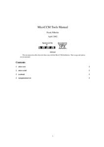 MicoCCM Tools Manual Frank Pilhofer April 2002 Abstract This document describes the tools that come with the MicoCCM distribution. Their usage and options