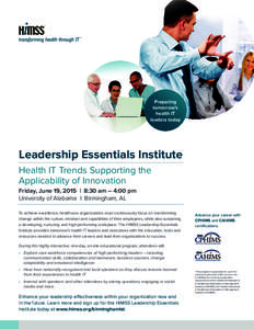 Preparing tomorrow’s health IT leaders today  Leadership Essentials Institute