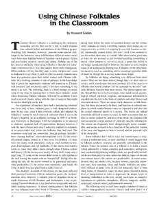 Using Chinese Folktales in the Classroom By Howard Giskin T