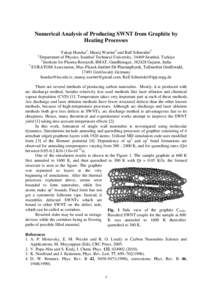 Numerical Analysis of Producing SWNT from Graphite by Heating Processes Yakup Hundur1, Manoj Warrier2 and Ralf Schneider2 Department of Physics, Istanbul Technical University, 34469 Istanbul, Turkiye 2 Institute for Plas