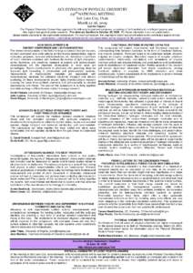   ACS	
  DIVISION	
  OF	
  PHYSICAL	
  CHEMISTRY	
   237th	
  NATIONAL	
  MEETING	
   Salt	
  Lake	
  City,	
  Utah	
   March	
  22-­‐26,	
  2009 Call for Papers