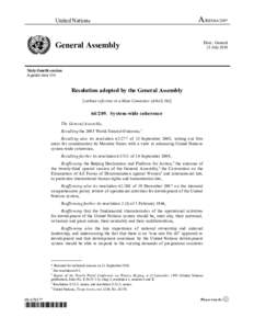 United Nations Development Group / UN Women / United Nations / Resident Coordinator / Quadrennial comprehensive policy review / United Nations General Assembly Resolution