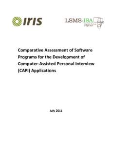 Comparative Assessment of Software Programs for the Development of Computer-Assisted Personal Interview (CAPI) Applications  July 2011