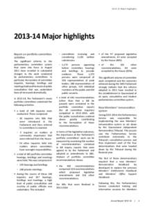 [removed]M a j o r highlight s[removed]Major highlights Report on portfolio committee activities The significant reforms to the