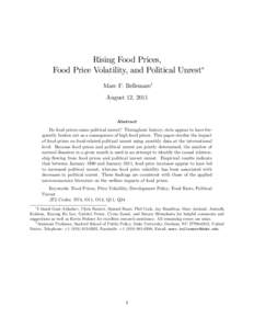 Rising Food Prices, Food Price Volatility, and Political Unrest Marc F. Bellemarey August 12, 2011  Abstract