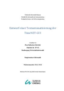 Technische Universität Ilmenau Fakultät für Informatik und Automatisierung Fachgebiet System- und Softwareengineering