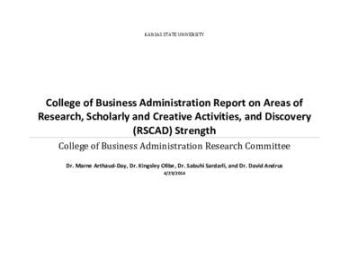 College of Business Administration Report on Areas of Research, Scholarly and Creative Activities, and Discovery (RSCAD) Strength