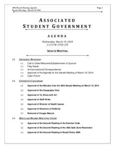 ASG Board Meeting Agenda Senate Meeting – March 19, 2014 Page 1  ASSOCIATED